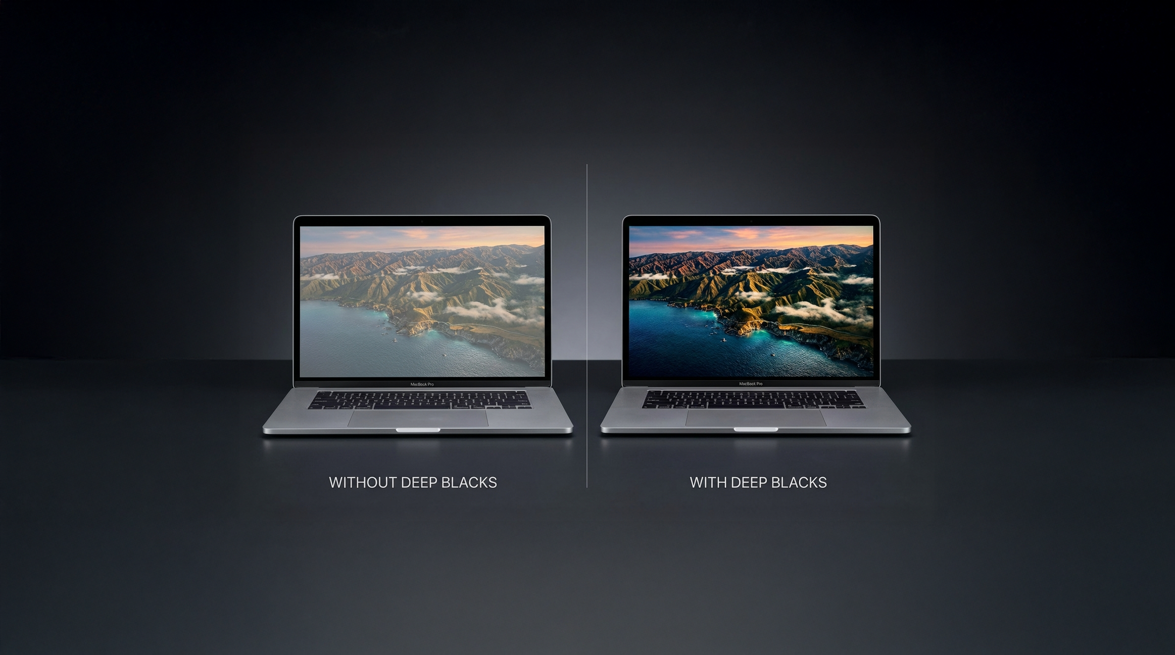 MacBook Pro comparison - Without Deep Blacks vs With Deep Blacks